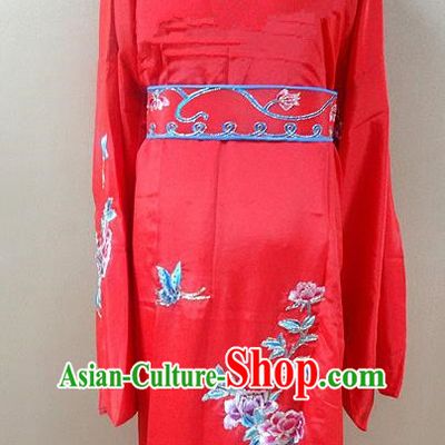 Professional Chinese Beijing Opera Niche Red Embroidered Peony Robe Traditional Peking Opera Scholar Costume for Adults