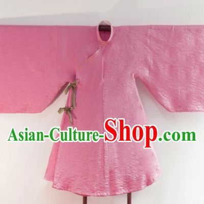 Chinese Ancient Princess Historical Costume Ming Dynasty Rosy Silk Blouse for Women
