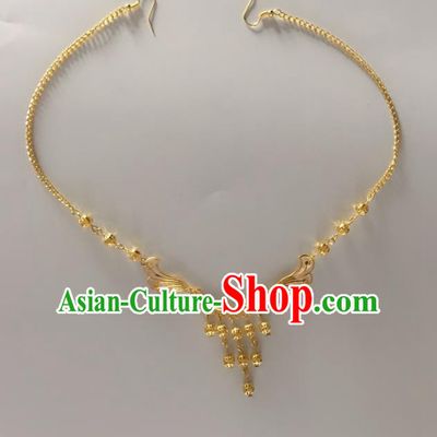 Chinese Traditional Wedding Hair Accessories Ancient Princess Golden Beads Eyebrows Pendant for Women