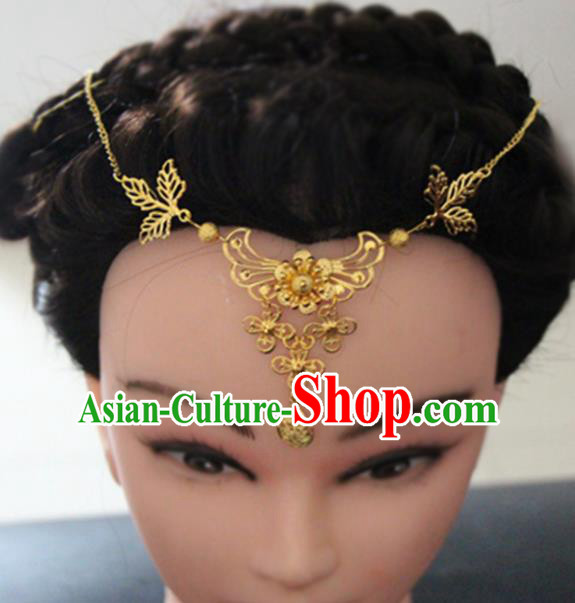 Chinese Traditional Wedding Hair Accessories Ancient Princess Golden Eyebrows Pendant for Women Chinese Traditional Wedding Hair Accessories Ancient Princess Golden Eyebrows Pendant for Women