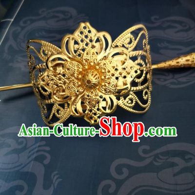 Chinese Traditional Prince Hair Accessories Hairpins Ancient Swordsman Golden Hairdo Crown for Men