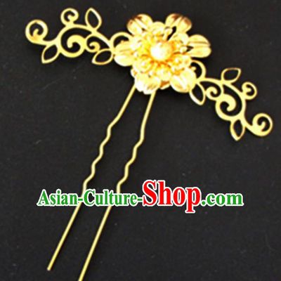 Chinese Traditional Wedding Hair Accessories Ancient Princess Golden Hairpins for Women