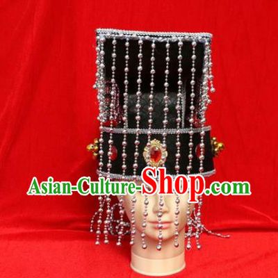 Chinese Traditional Beijing Opera Hat Peking Opera Emperor Tassel Black Hat