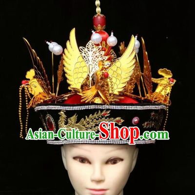 Chinese Traditional Beijing Opera Hair Accessories Ancient Qing Dynasty Imperial Consort Phoenix Hat