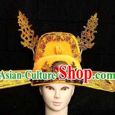 Chinese Traditional Beijing Opera Niche Headwear Peking Opera Bridegroom Golden Hat
