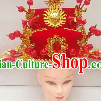 Chinese Traditional Beijing Opera Niche Headwear Peking Opera Number One Scholar Red Hat