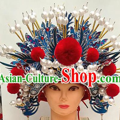 Chinese Traditional Beijing Opera Queen Hair Accessories Ancient Bride Pearls Phoenix Coronet