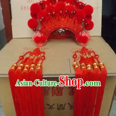 Chinese Traditional Beijing Opera Imperial Consort Hair Accessories Ancient Bride Red Phoenix Coronet Headwear