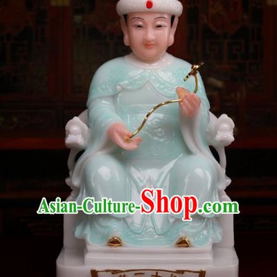 Chinese Traditional Religious Supplies Feng Shui Green Goddess Statue Taoism Accessories