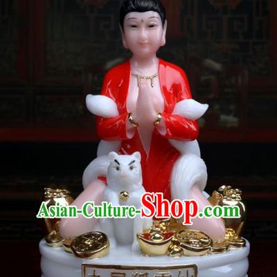 Chinese Traditional Religious Supplies Feng Shui Gumiho Goddess Statue Taoism Decoration