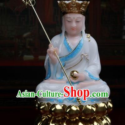 Chinese Traditional Religious Supplies Feng Shui Ksiti Garbha Blue Cloth Statue Buddhism Decoration