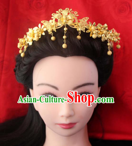 Chinese Traditional Bride Hair Accessories Wedding Golden Tassel Hair Comb for Women Chinese Traditional Bride Hair Accessories Wedding Golden Tassel Hair Comb for Women