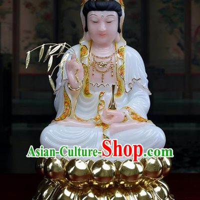 Chinese Traditional Religious Supplies Feng Shui Avalokitesvara White Cloth Statue Buddhism Decoration