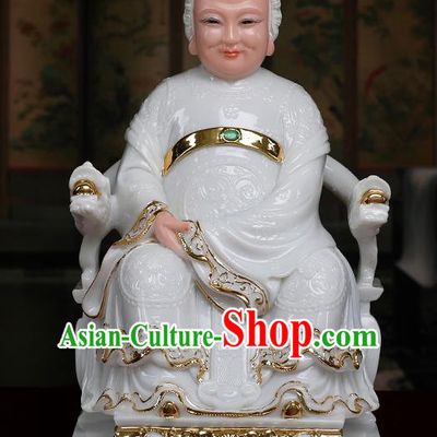 Chinese Traditional Religious Supplies Feng Shui White Marble Taoism Earth Grandmother Decoration