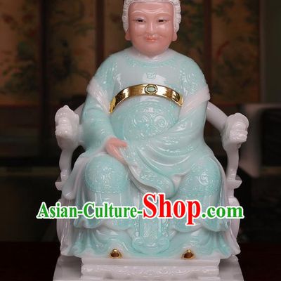 Chinese Traditional Religious Supplies Feng Shui Green Marble Taoism Earth Grandmother Decoration
