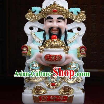 Chinese Traditional Religious Supplies Feng Shui Blue Clothing Taoism Fortune God Decoration