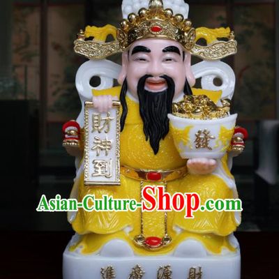 Chinese Traditional Religious Supplies Feng Shui Yellow Clothing Taoism Wealth God Decoration