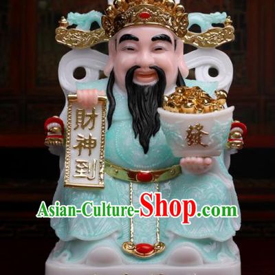 Chinese Traditional Religious Supplies Feng Shui Blue Clothing Taoism Wealth God Decoration