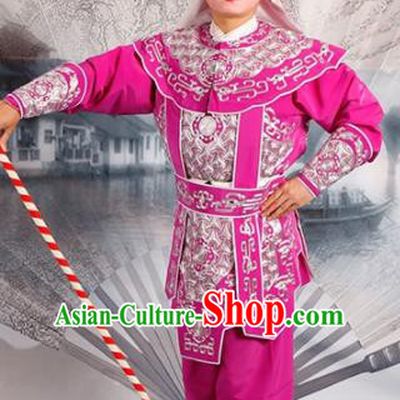 Chinese Traditional Beijing Opera Takefu Rosy Costume Ancient Swordsman Clothing