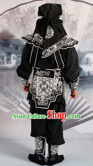 Chinese Traditional Beijing Opera Takefu Black Costume Ancient Swordsman Clothing Chinese Traditional Beijing Opera Takefu Black Costume Ancient Swordsman Clothing