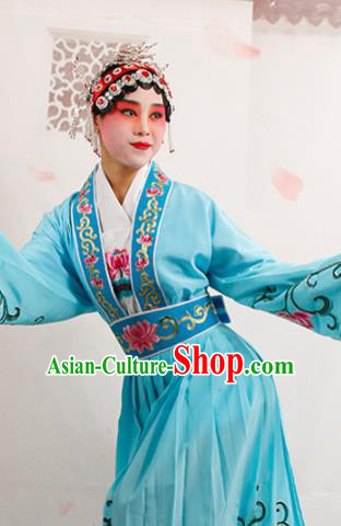 Chinese Traditional Beijing Opera Diva Costume Ancient Princess Blue Palace Dress Chinese Traditional Beijing Opera Diva Costume Ancient Princess Blue Palace Dress
