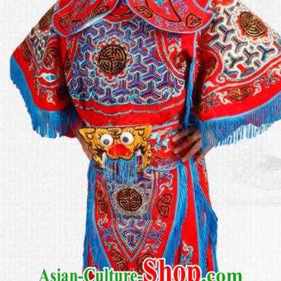 Chinese Traditional Beijing Opera Takefu Costume Ancient Warrior Red Clothing
