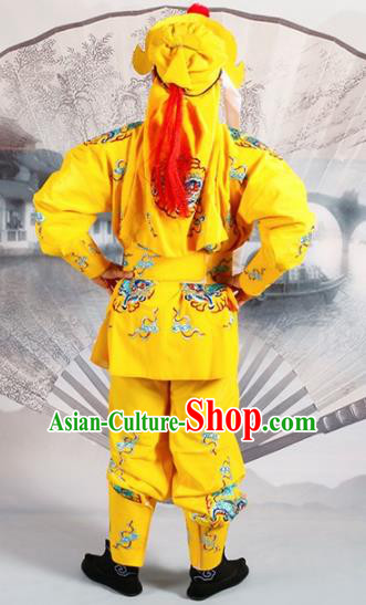 Chinese Traditional Beijing Opera Takefu Yellow Costume Ancient Imperial Bodyguard Clothing Chinese Traditional Beijing Opera Takefu Yellow Costume Ancient Imperial Bodyguard Clothing