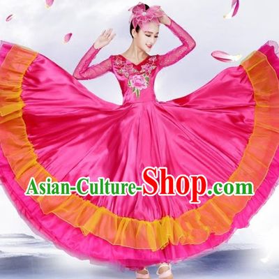 Top Grade Opening Dance Costume Classical Chorus Group Rosy Dress for Women