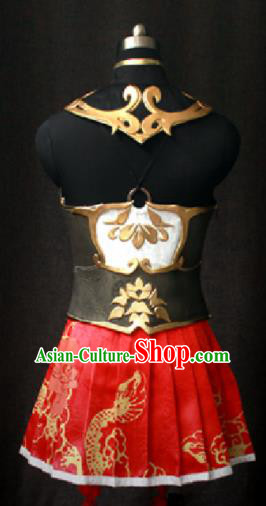 Top Grade Cosplay Heroine Costume Halloween Swordswoman Red Dress for Women