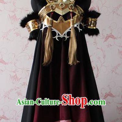 Chinese Traditional Cosplay Swordswoman Costume Ancient Female Heroine Black Dress for Women