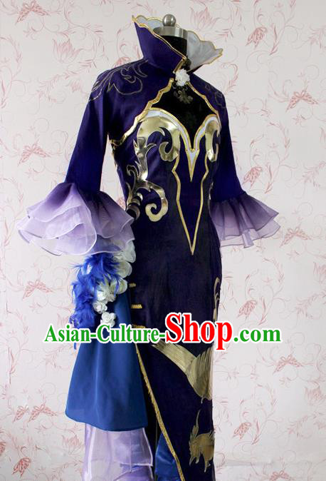 Chinese Ancient Swordswoman Peri Costume Traditional Cosplay Princess Purple Dress for Women Chinese Ancient Swordswoman Peri Costume Traditional Cosplay Princess Purple Dress for Women