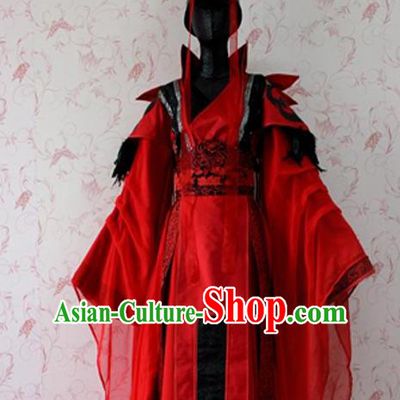 Chinese Ancient Female Swordsman Wedding Costume Traditional Cosplay Peri Red Dress for Women