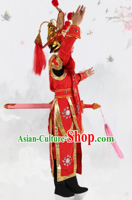 Chinese Traditional Beijing Opera Children Costume Peking Opera Takefu Red Clothing for Kids Chinese Traditional Beijing Opera Children Costume Peking Opera Takefu Red Clothing for Kids