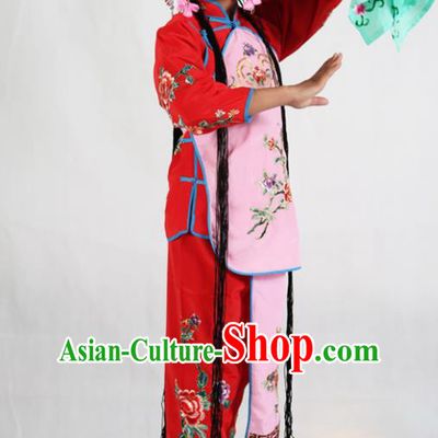 Traditional Chinese Beijing Opera Children Costume Peking Opera Maidservants Pink Vest Clothing for Kids