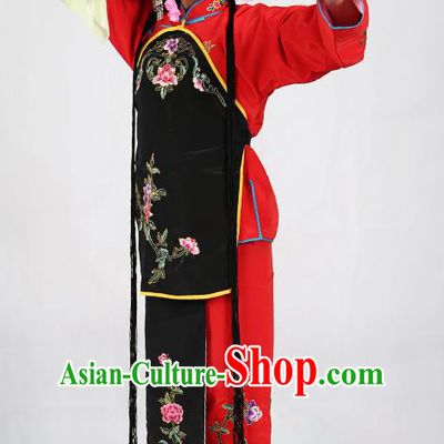 Traditional Chinese Beijing Opera Children Red Costume Peking Opera Maidservants Black Vest Clothing for Kids