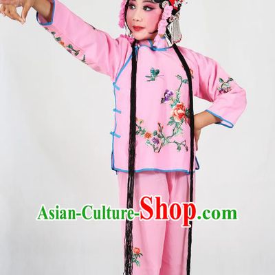 Traditional Chinese Beijing Opera Children Costume Peking Opera Maidservants Pink Dress for Kids