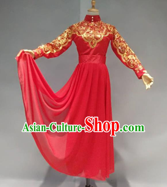 Traditional Chinese Classical Dance Costume China Ancient Folk Dance Red Dress for Women Traditional Chinese Classical Dance Costume China Ancient Folk Dance Red Dress for Women