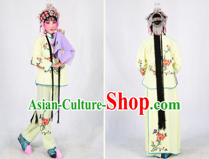 Traditional Chinese Beijing Opera Children Costume Peking Opera Maidservants Yellow Dress for Kids Traditional Chinese Beijing Opera Children Costume Peking Opera Maidservants Yellow Dress for Kids