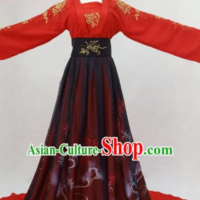 Traditional Chinese Tang Dynasty Bride Hanfu Ancient Princess Red Historical Costume for Women