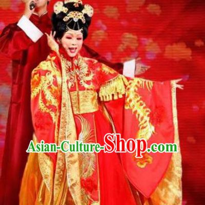 Traditional Chinese Ancient Tang Dynasty Imperial Concubine Yang Red Historical Costume Complete Set