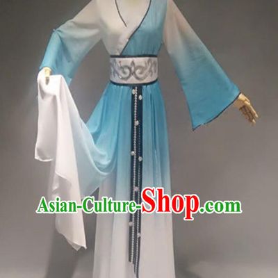 Traditional Chinese Classical Dance Costume China Stage Performance Dance Blue Dress for Women