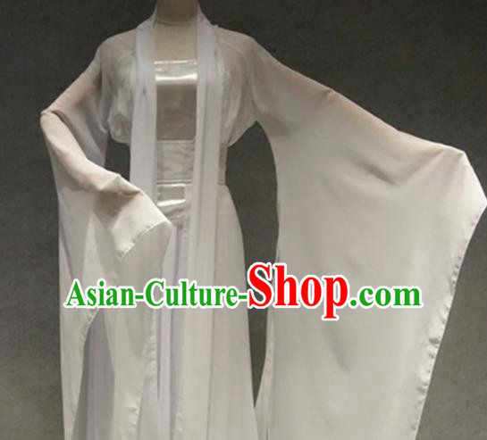 Traditional Chinese Classical Dance Costume Ancient Peri White Dress for Women Traditional Chinese Classical Dance Costume Ancient Peri White Dress for Women