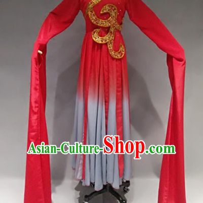 Traditional Chinese Classical Dance Costume Stage Performance Red Dress for Women