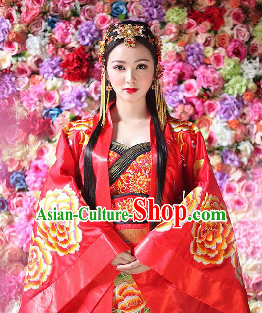 Traditional Chinese Wedding Costume Ancient Imperial Concubine Embroidered Red Hanfu Dress for Women Traditional Chinese Wedding Costume Ancient Imperial Concubine Embroidered Red Hanfu Dress for Women