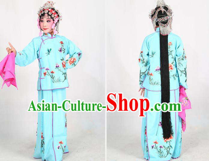 Traditional Chinese Beijing Opera Children Costume Peking Opera Maidservants Blue Dress for Kids Traditional Chinese Beijing Opera Children Costume Peking Opera Maidservants Blue Dress for Kids