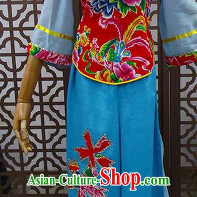 Traditional Chinese Beijing Opera Actress Costume Peking Opera Maidservants Blue Clothing