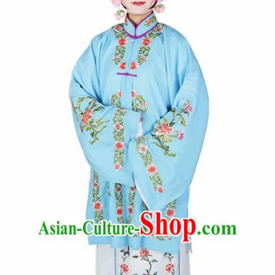 Traditional Chinese Beijing Opera Diva Costume Peking Opera Nobility Lady Blue Dress