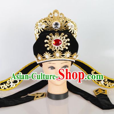 Asian Chinese Beijing Opera Niche Scholar Headwear Traditional Peking Opera Young Men Hat