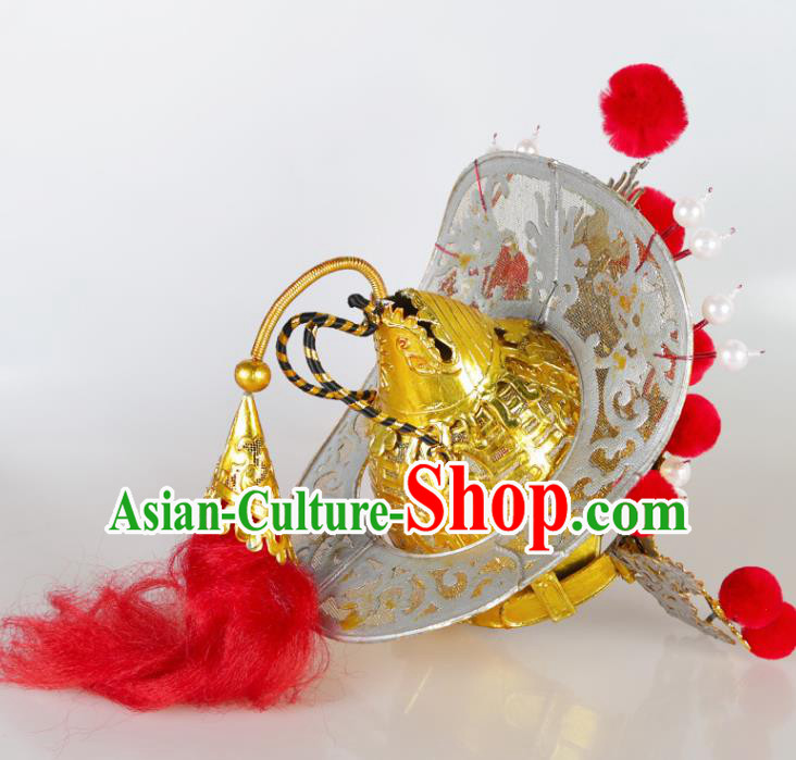 Asian Chinese Beijing Opera Soldier Headwear Traditional Peking Opera Takefu Helmet Asian Chinese Beijing Opera Soldier Headwear Traditional Peking Opera Takefu Helmet
