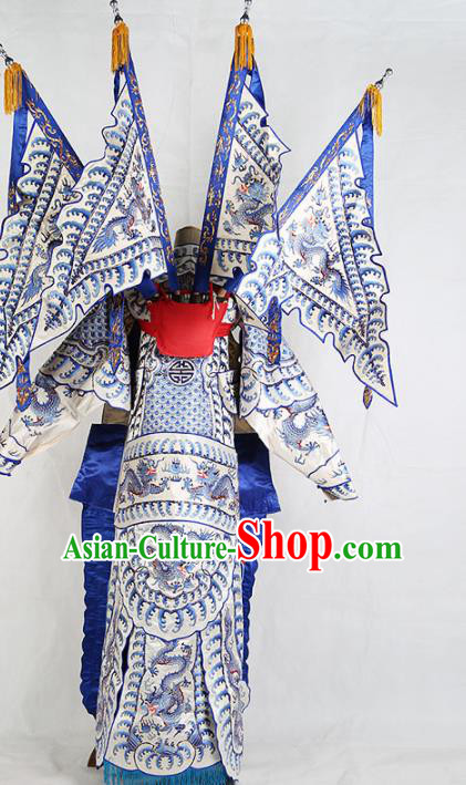 Chinese Traditional Beijing Opera General Costume Peking Opera Takefu White Clothing Chinese Traditional Beijing Opera General Costume Peking Opera Takefu White Clothing